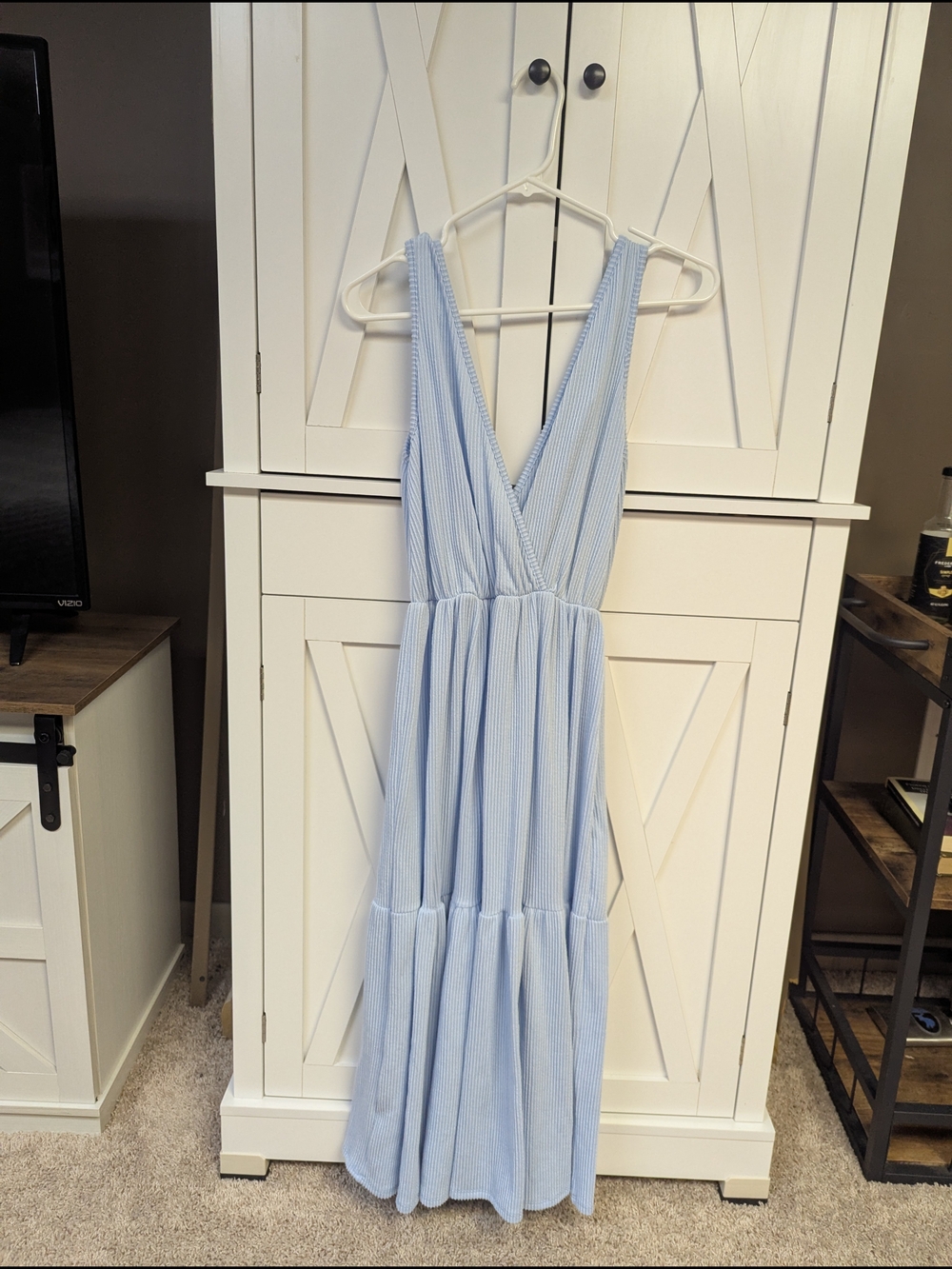 Caution To The Wind Light Blue Sleeveless V-Neck Maxi Dress